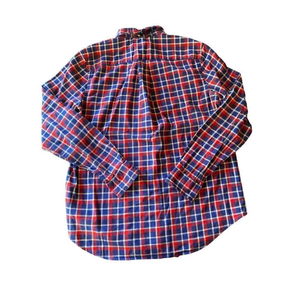 Ralph Lauren Boys XL Red‎ Blue Plaid Button Down Long Sleeve Shirt 18-20